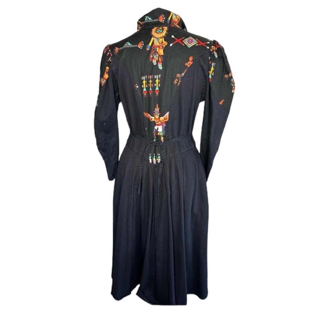 Vintage Jody California Southwest Kachina dress black red size small